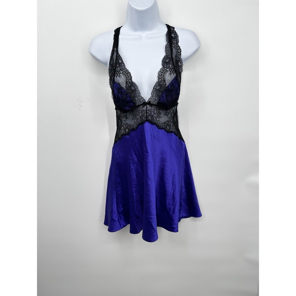 Victoria secret lingirie slip dress M Purple And Black‎ Cross Back